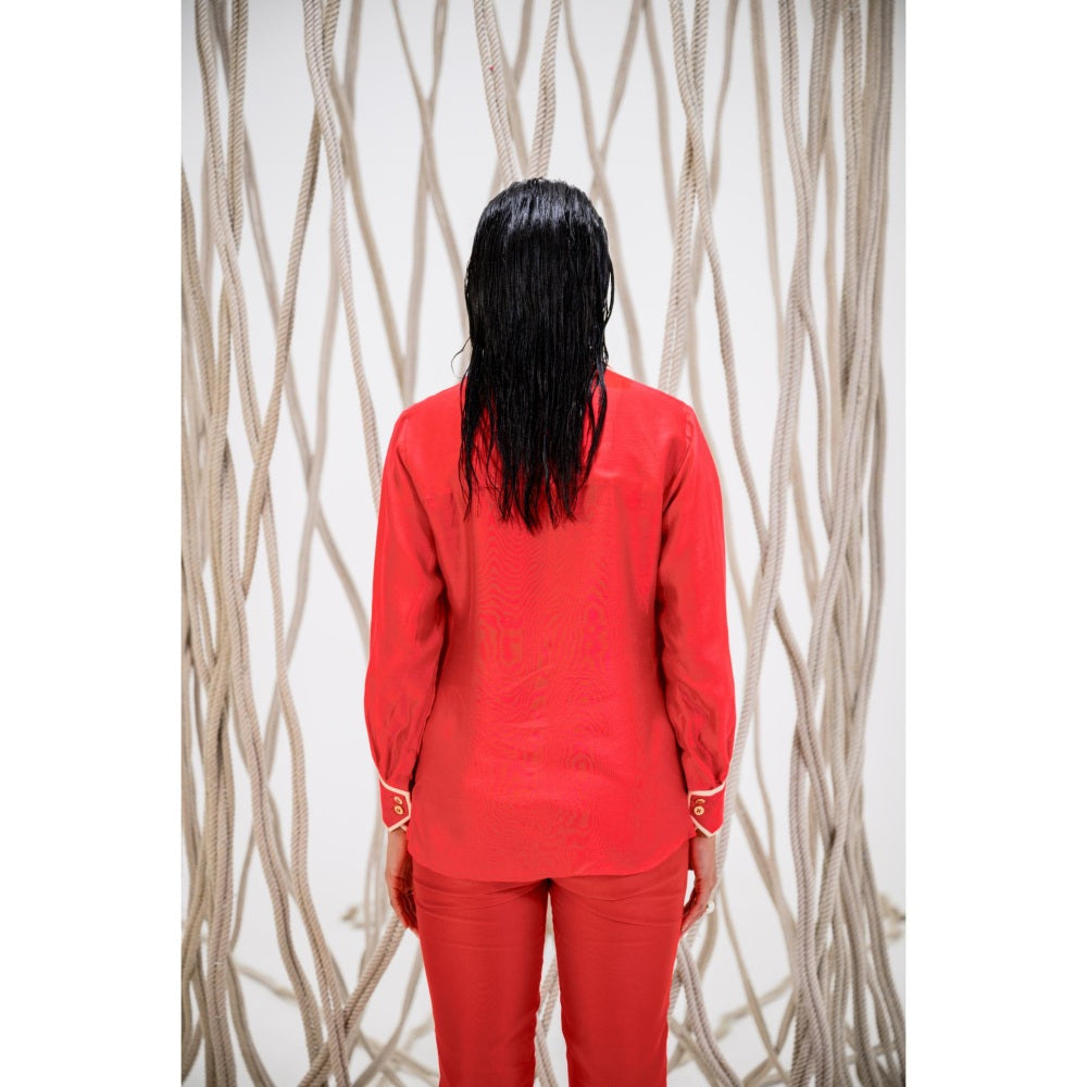 The Dramebaaz Company Red Edenia Printed Shirt