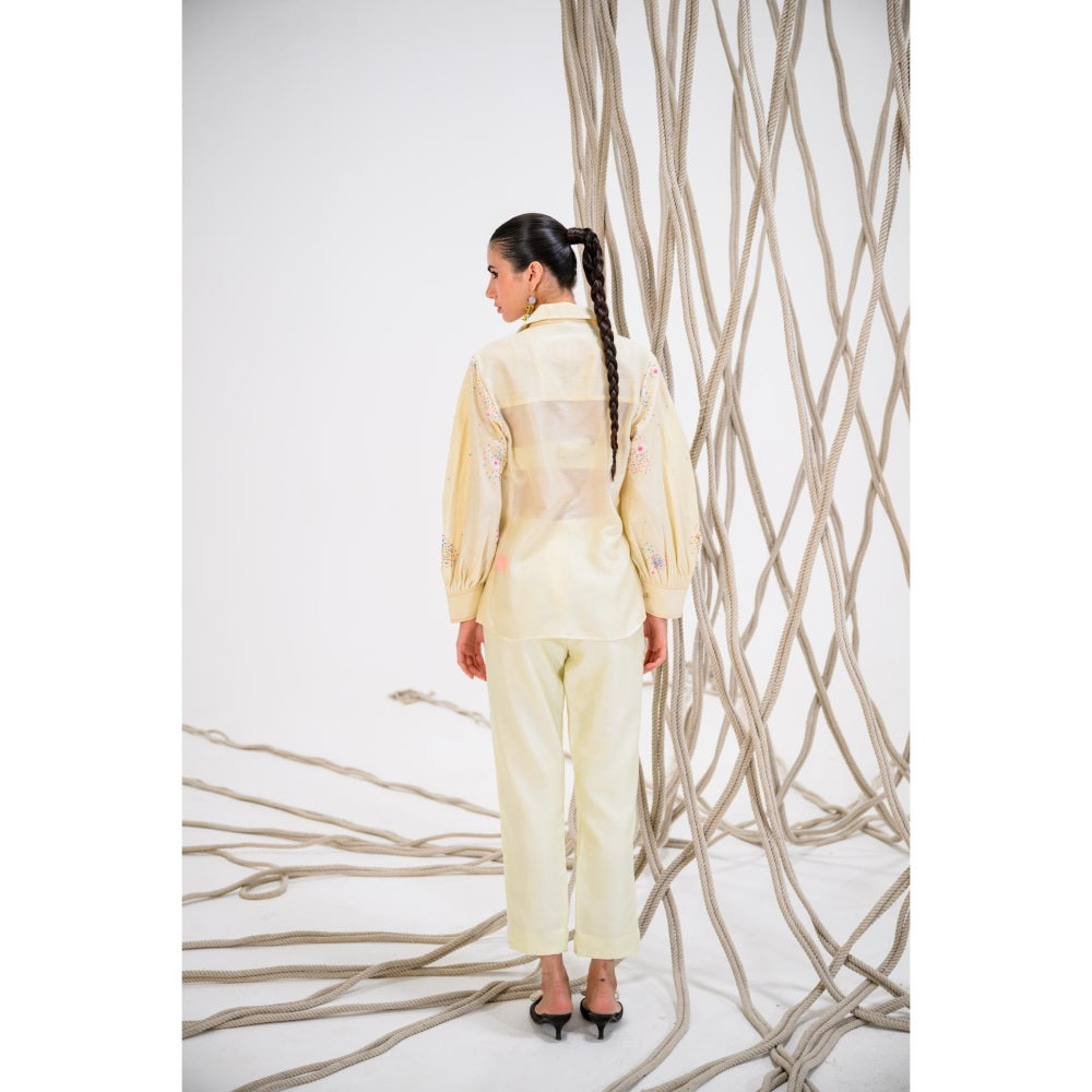 The Dramebaaz Company Ivory Pop Embellished Shirt