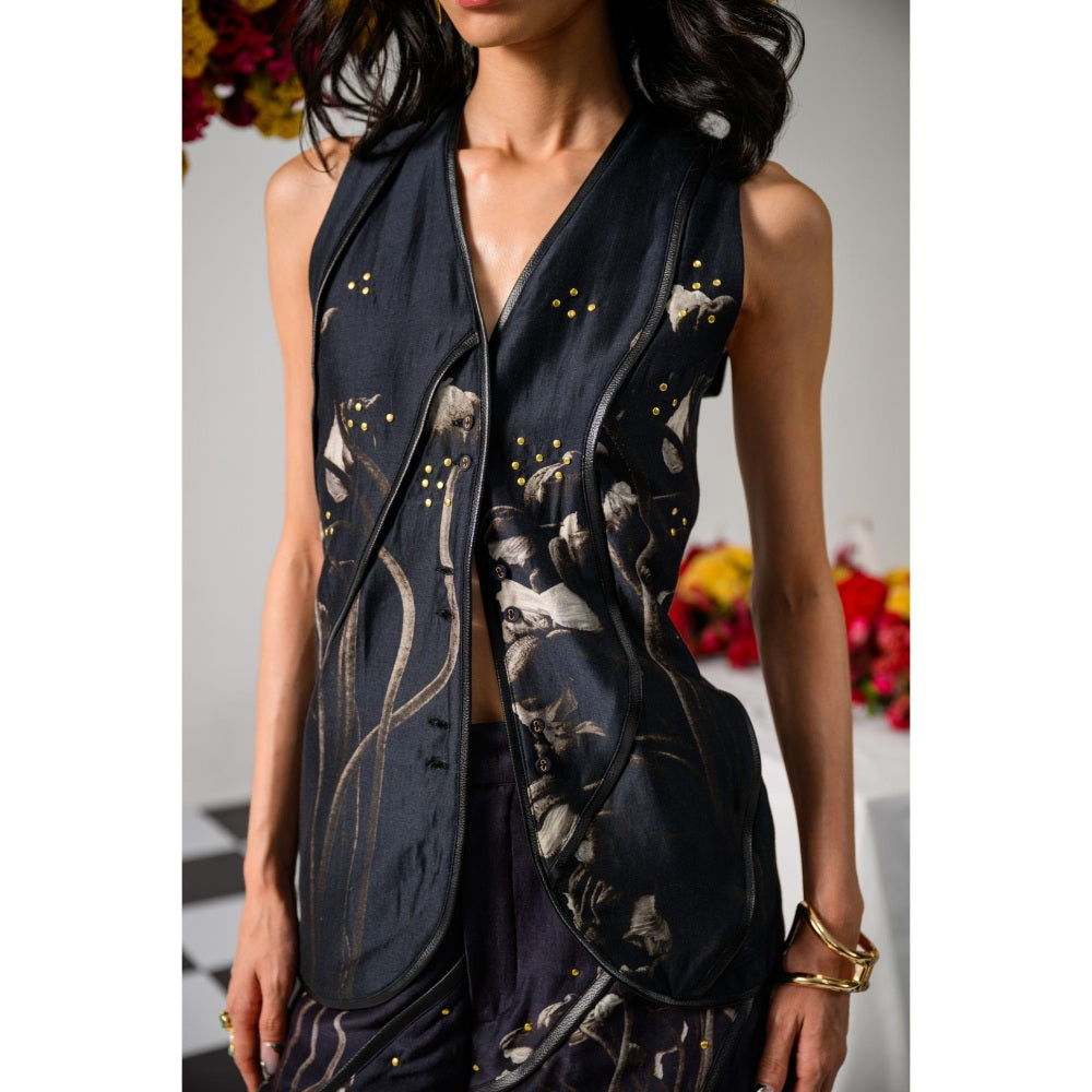 The Dramebaaz Company Black Celestial Waistcoat