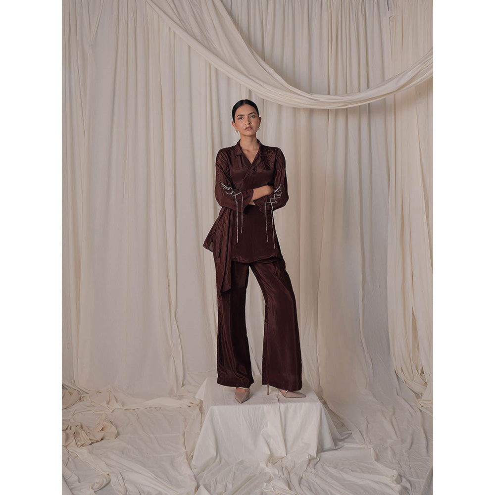 The Burnt Toast Brown Criss Cross Sleeve Top