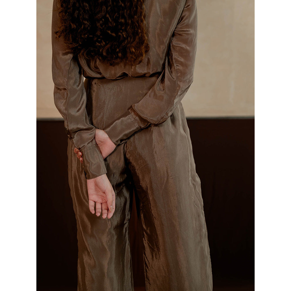 The Burnt Toast Brown Pleated Co-Ord (Set of 2)