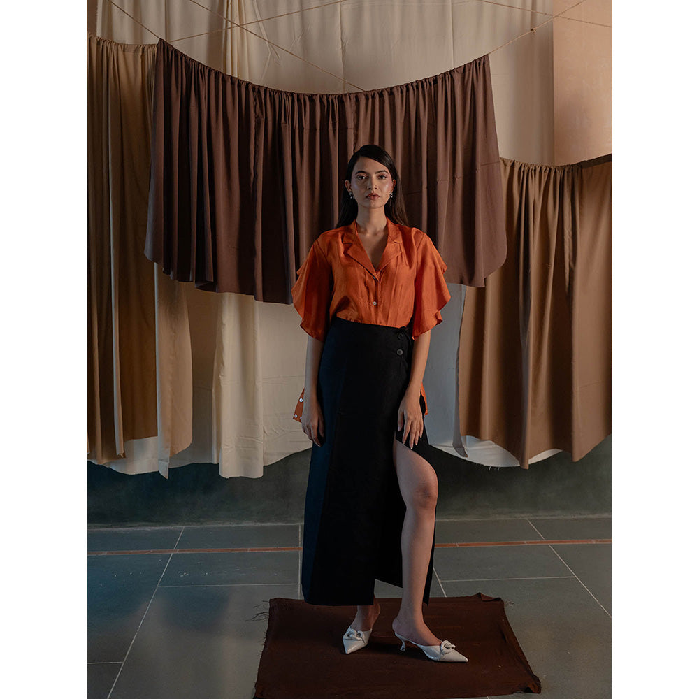 The Burnt Toast Orange Frill Sleeve Shirt