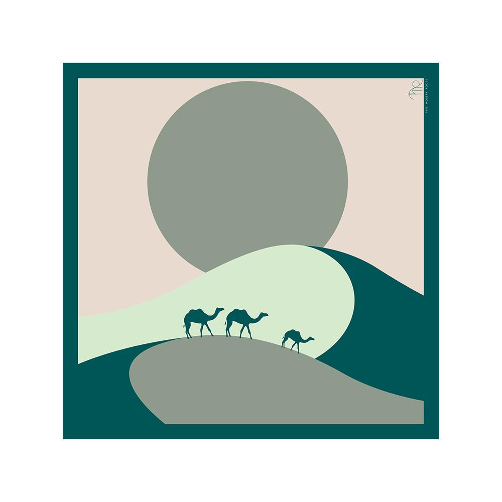 Thee Modern Roots Women Desert Safari Silk Scarf Green