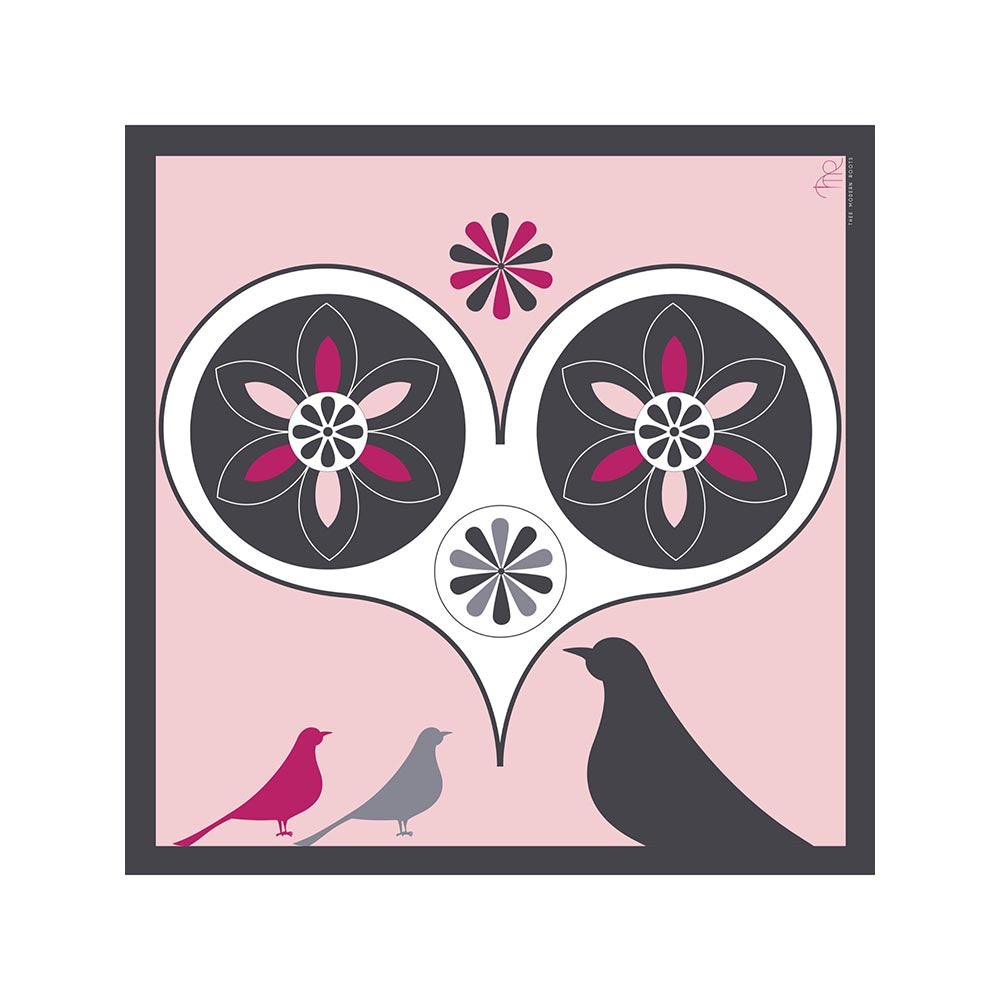 Thee Modern Roots Women Heart and Soul Silk Scarf Grey