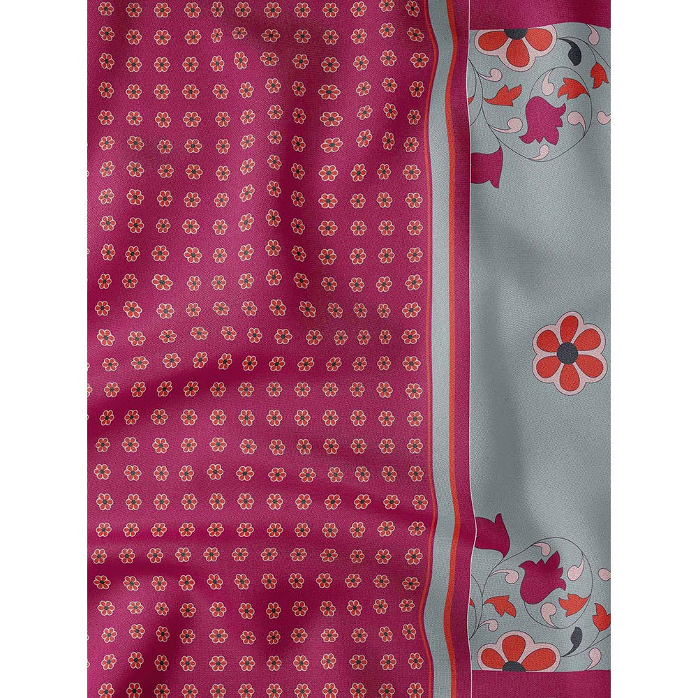 Thee Modern Roots Bouquet Breeze Floral Printed Crepe Saree with Unstitched Blouse