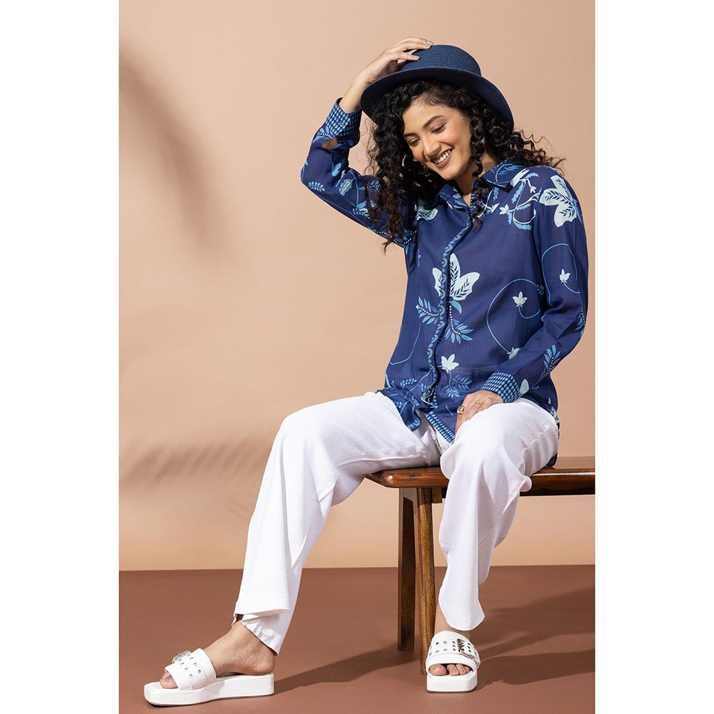 Thee Modern Roots Navy Blue Bloom Shirt