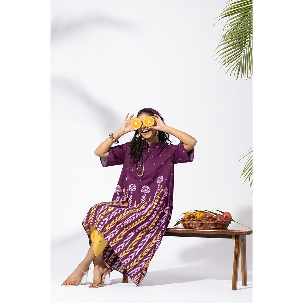 Thee Modern Roots Purple Chevron Plum Kurta