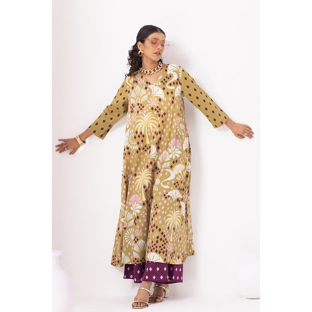 Thee Modern Roots Brown Desert Palm Kurta