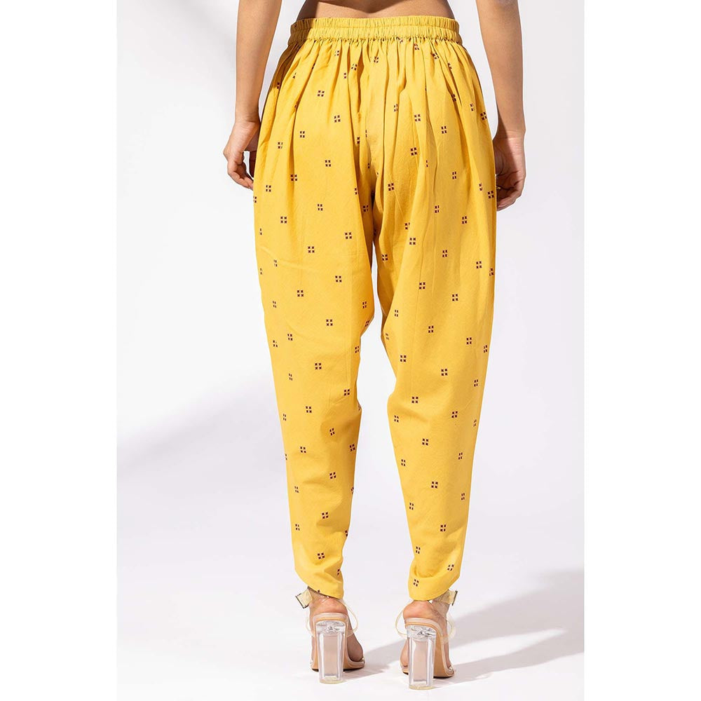 Thee Modern Roots Purple Chevron Plum Printed Kurta and Dhoti (Set of 2)