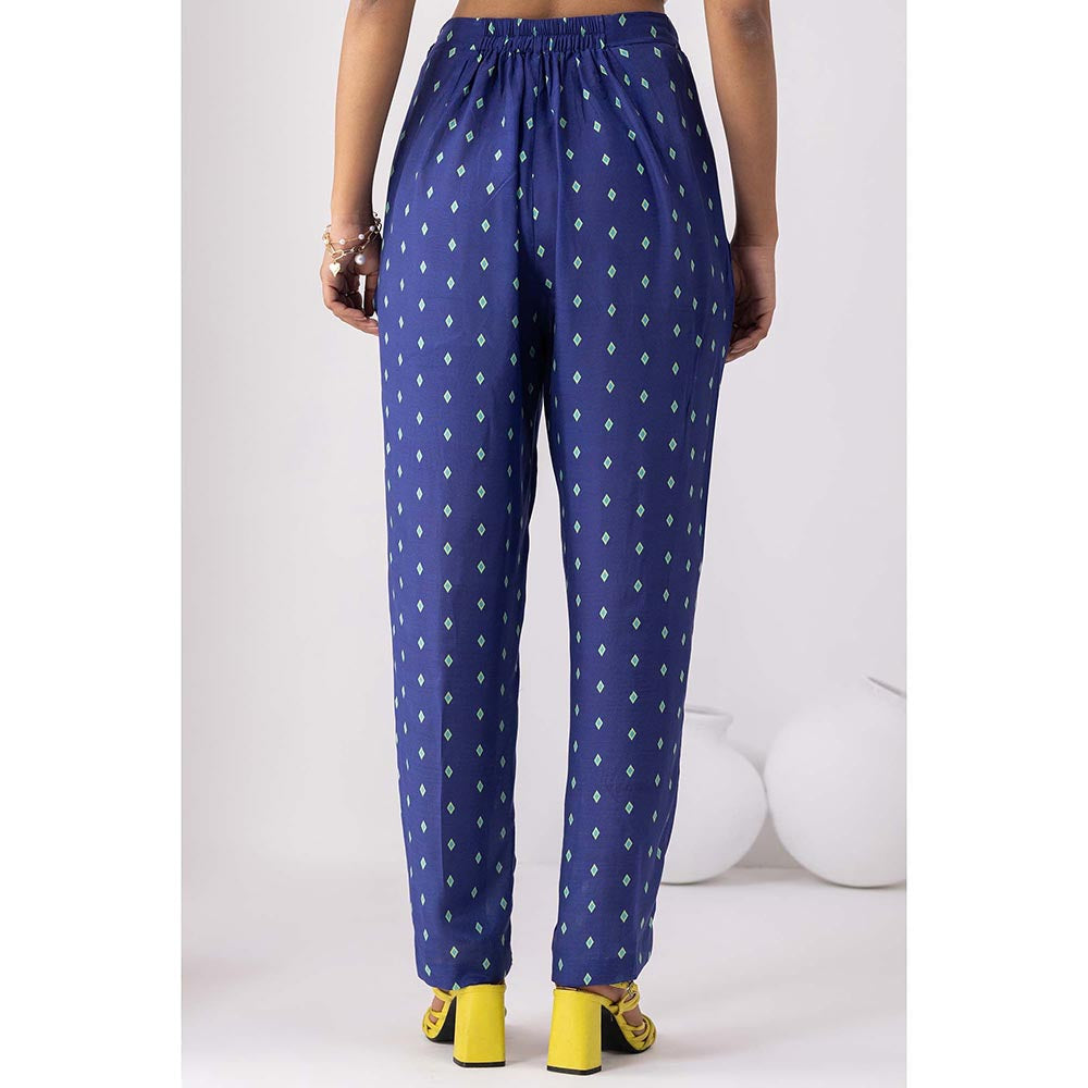 Thee Modern Roots Sky Blue Pacific Printed Kurta and Pant (Set of 2)