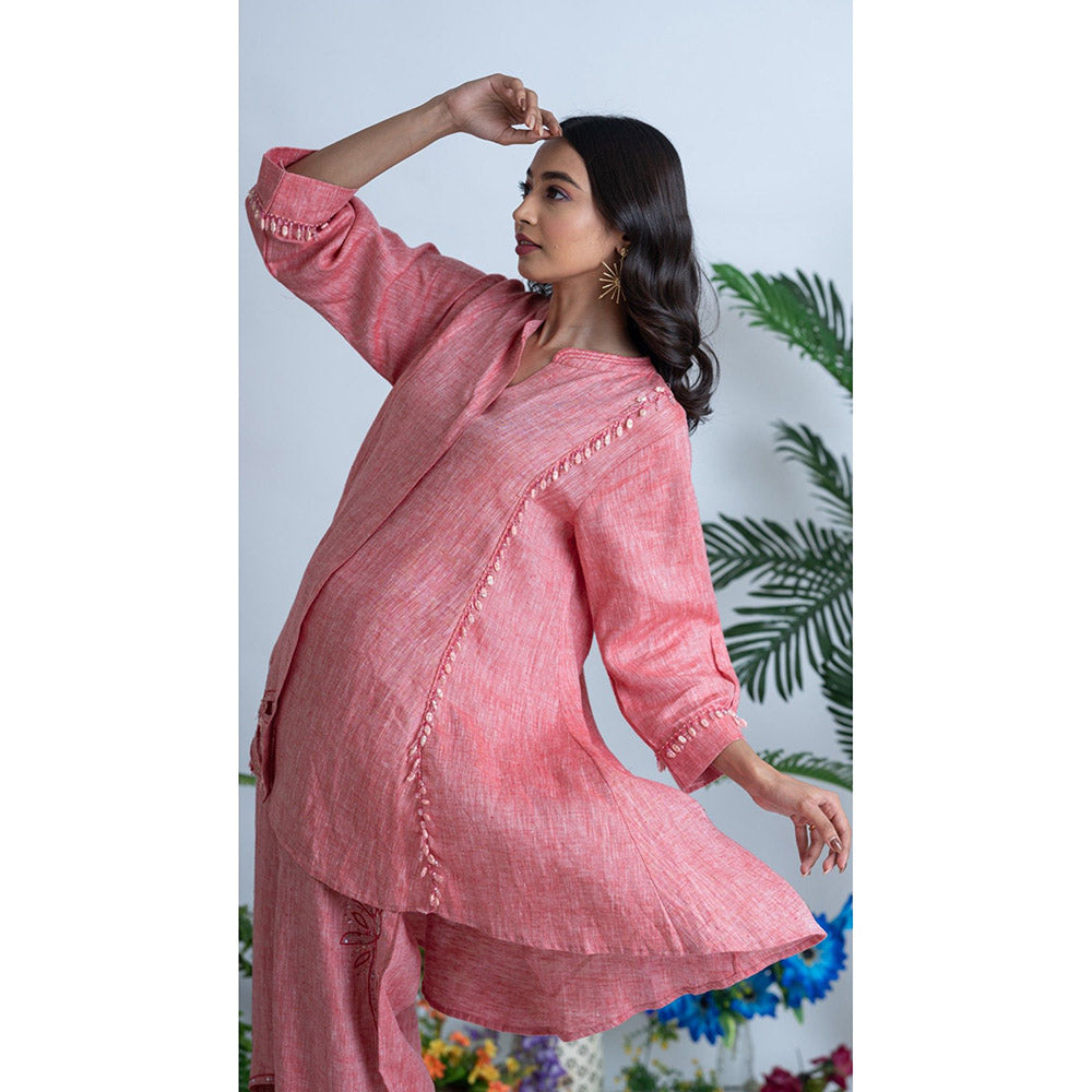 The House of Hemp Women Red Latest Stylish Kurta and Pant (Set of 2)