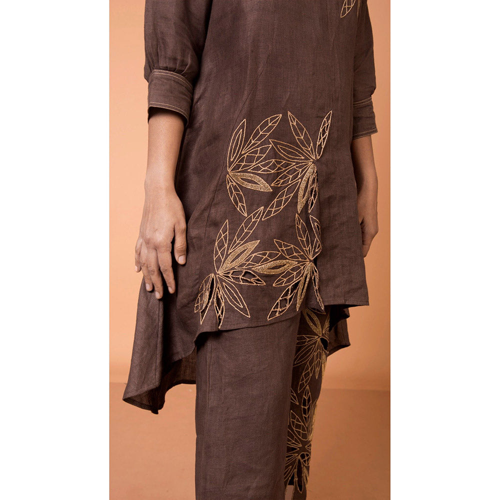 The House of Hemp Women Brown Latest Stylish Kurta and Pant (Set of 2)