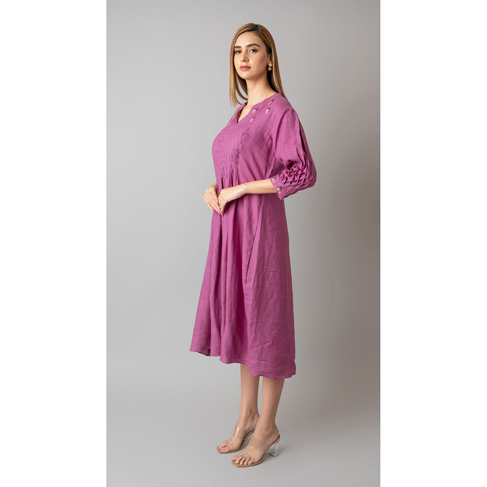 The House of Hemp Women Latest Midi Length Three Fourth Sleeves Dress