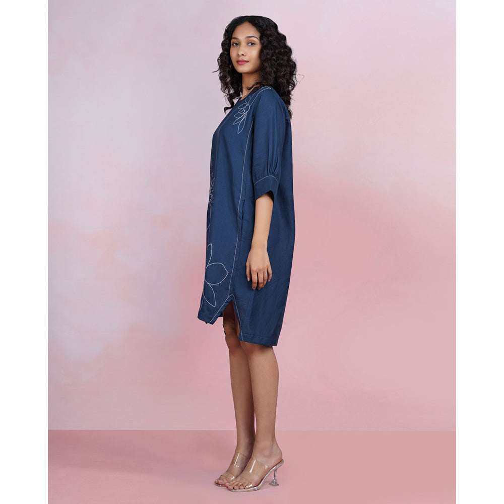 The House of Hemp Navy Blue Bloom Dress