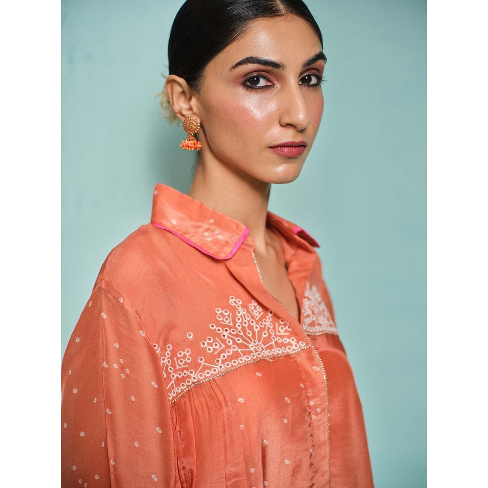 The Clothing Therapy Orange Kurta with Pant (Set of 2)