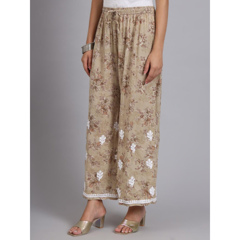 The Chikan Label Beige Women's Modal Chikankari Co-Ord Set