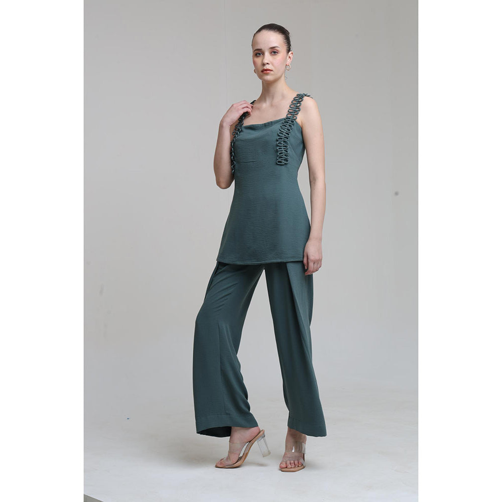 THE SILK LOVE Teal Cold Wave Co-Ord Set