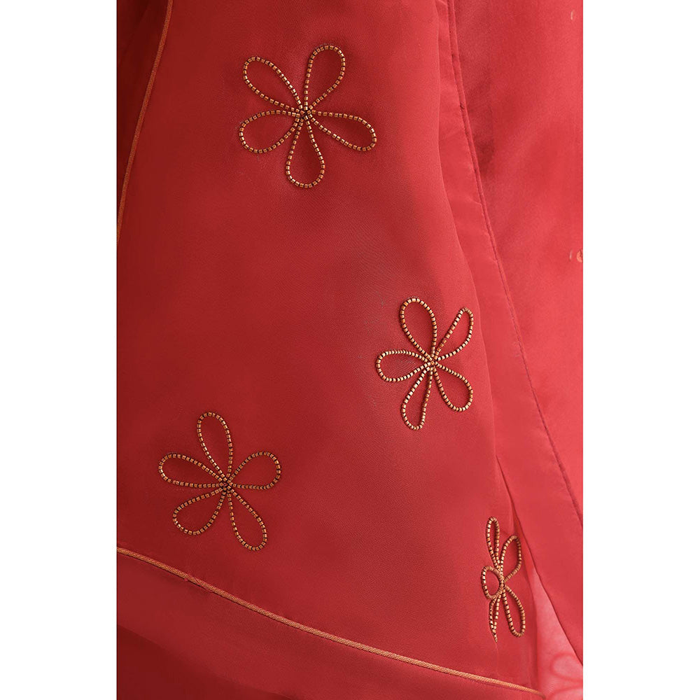 THE SILK LOVE Red Kurta With Pant And Dupatta