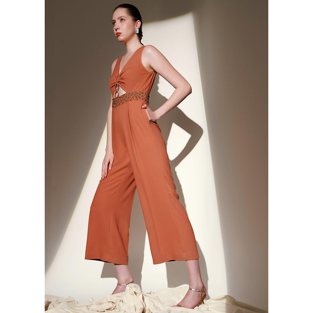 THE SILK LOVE Rustic Orange Evara Jumpsuit
