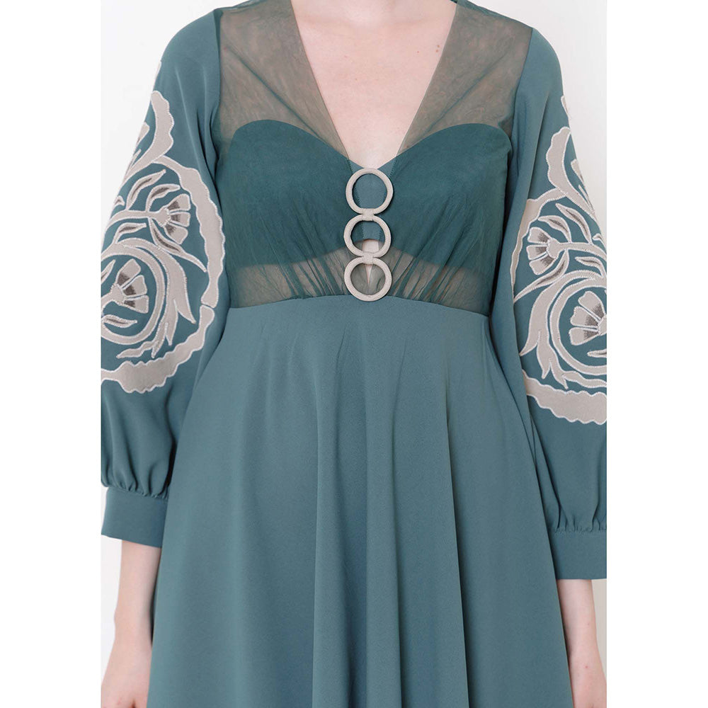 THE SILK LOVE Forest Teal Romania Dress