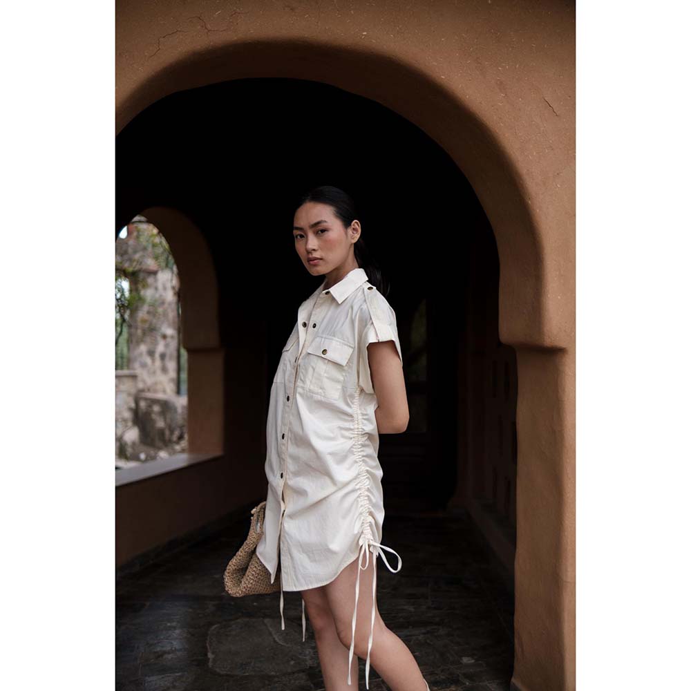 The Terra tribe Off White Sunrise Gather Dress