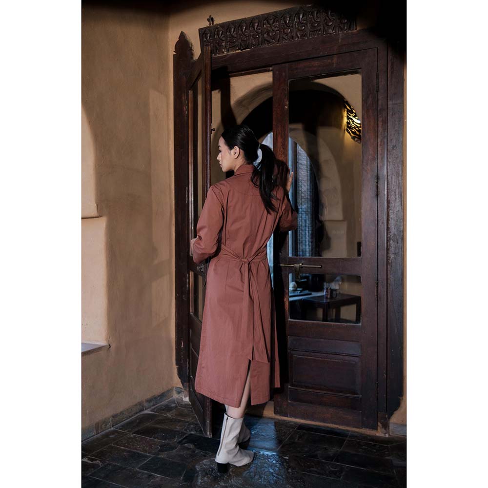 The Terra tribe Brown Harajuku Trench Coat Dress