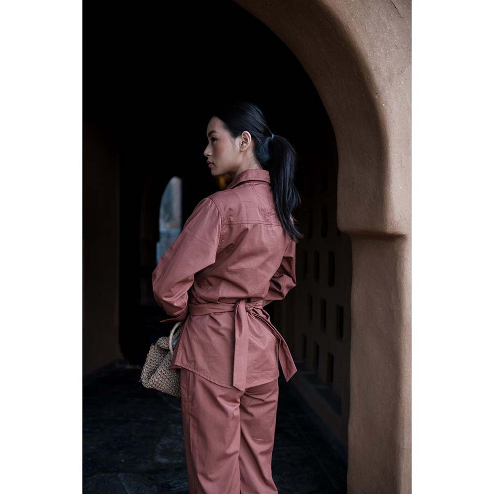 The Terra tribe Brown Nara Front Knot Shirt