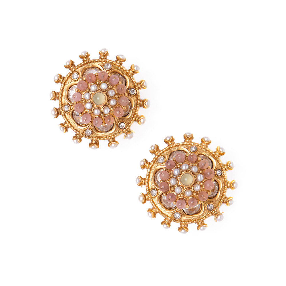 Aulerth Multi-Color Dusty Rose Studs by Tribe Amrapali