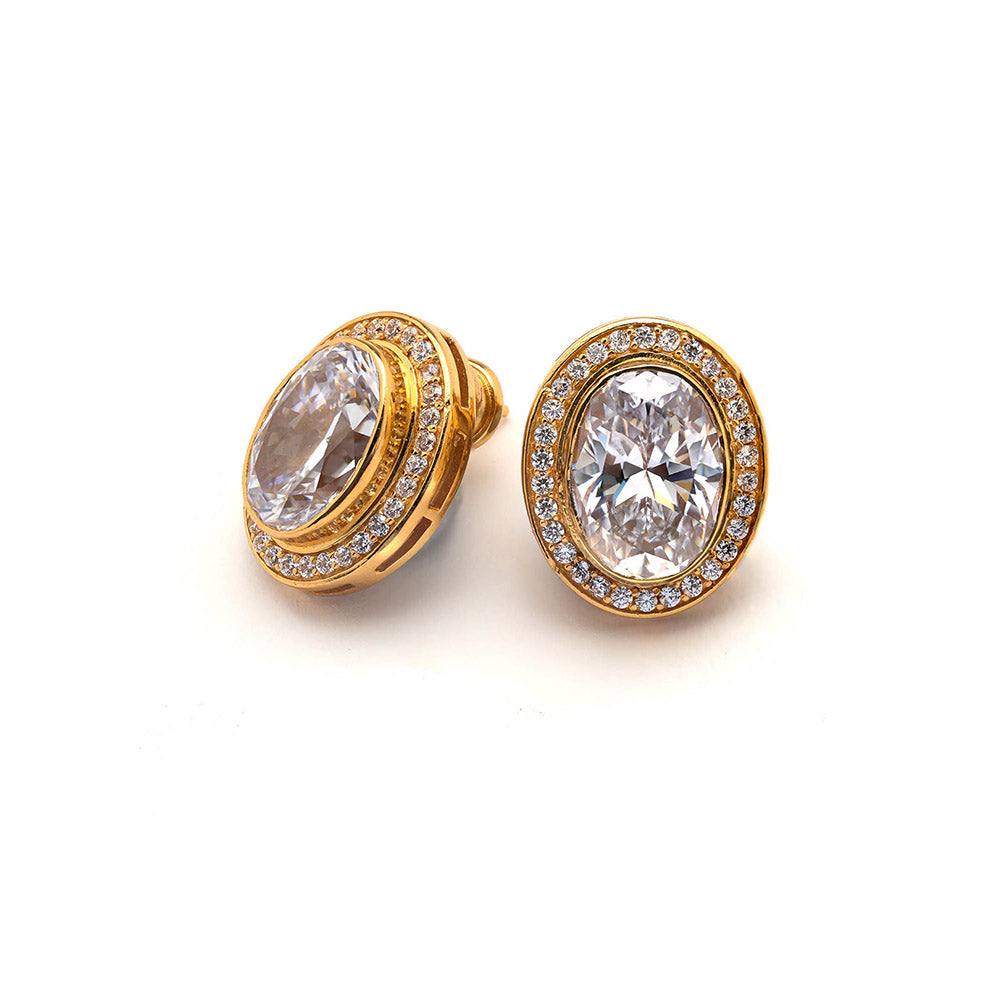 Aulerth White & Gold Numisma Studs by Shivan & Narresh