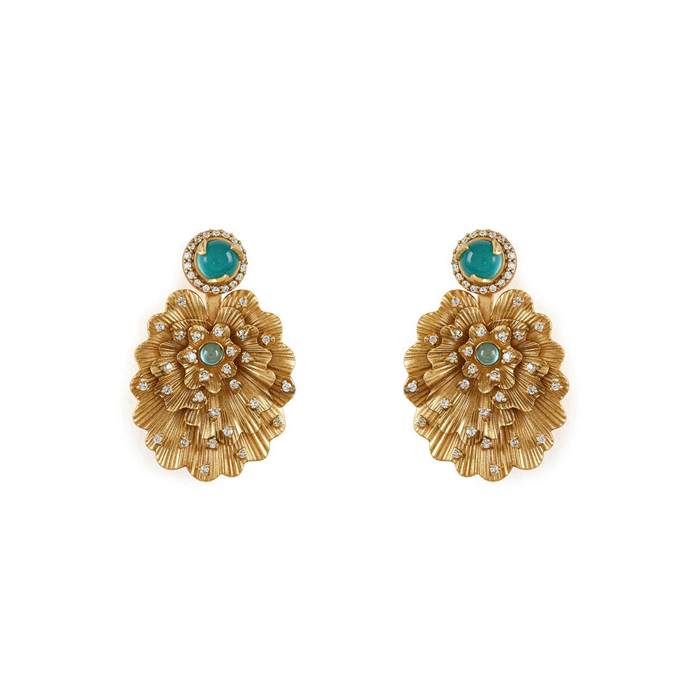 Aulerth Turquoise Odeta Drops Earrings by Ekaya banaras