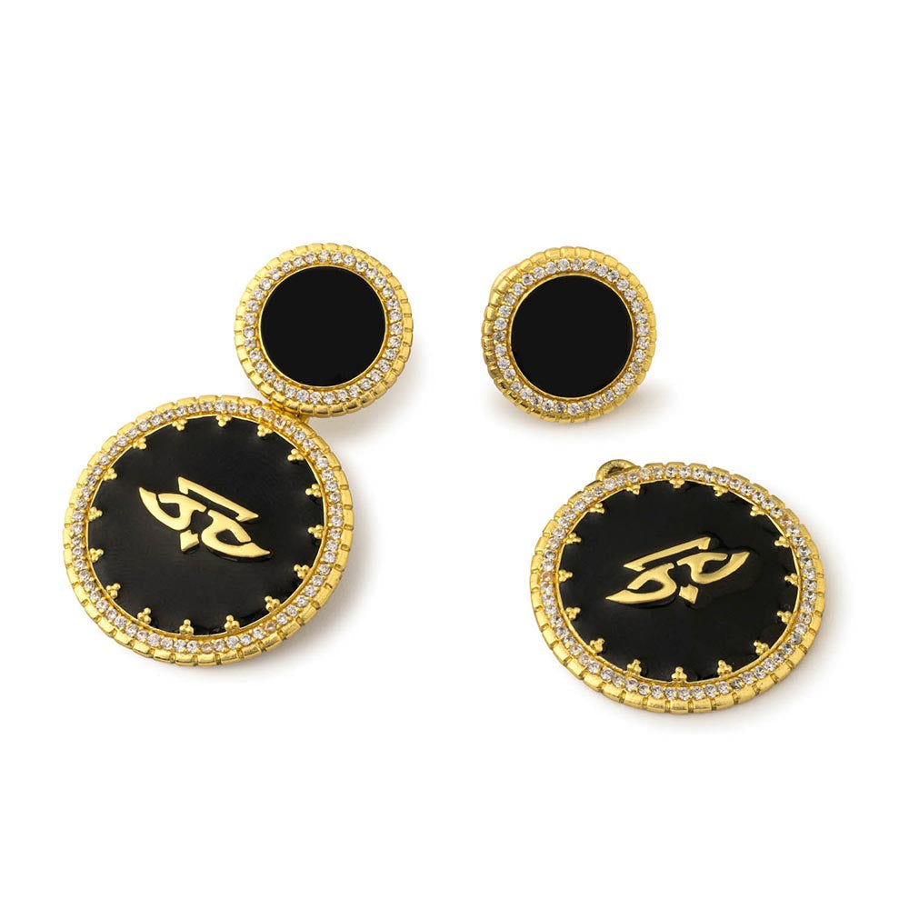 Aulerth Black & Gold Chevron Petite Drops by JJ Valaya