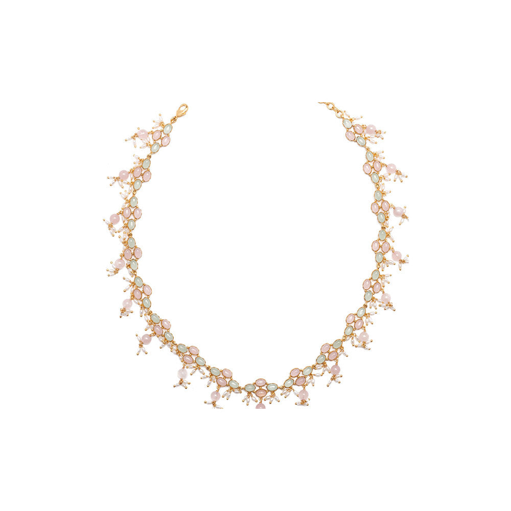 Aulerth Pink Pastel Blooms Fine Necklace by Tribe Amrapali