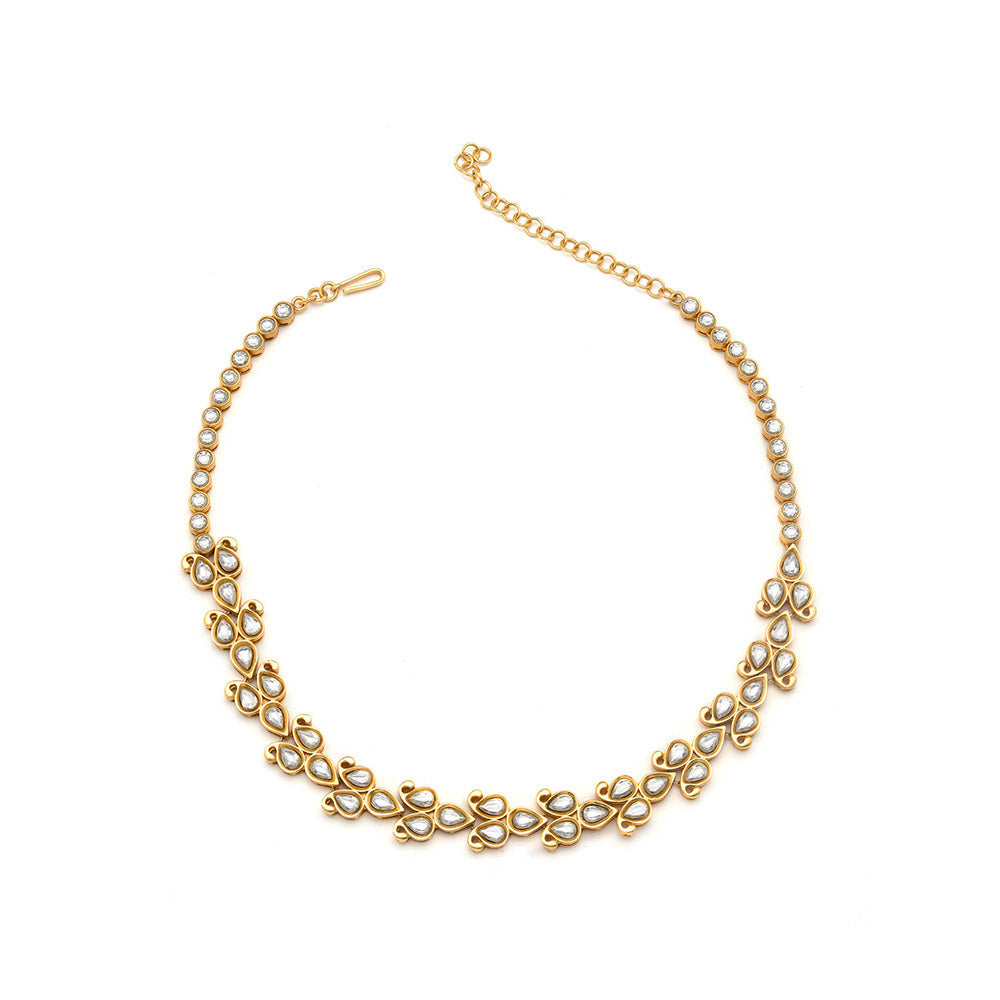 Aulerth White & Gold Gulmohar Luminous Necklace by Tribe Amrapali