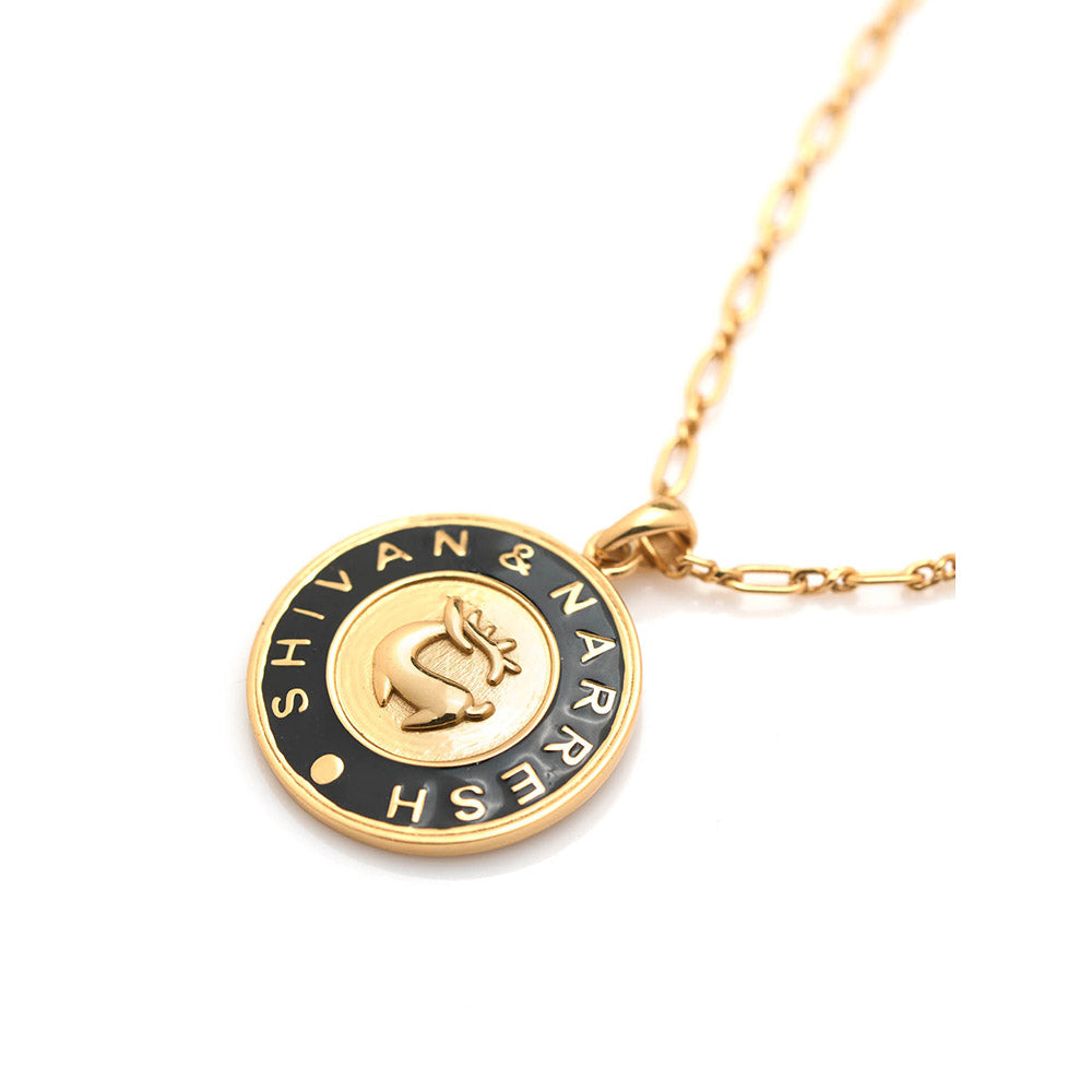 Aulerth Black & Gold Numisma Locket Pendant by Shivan & Narresh