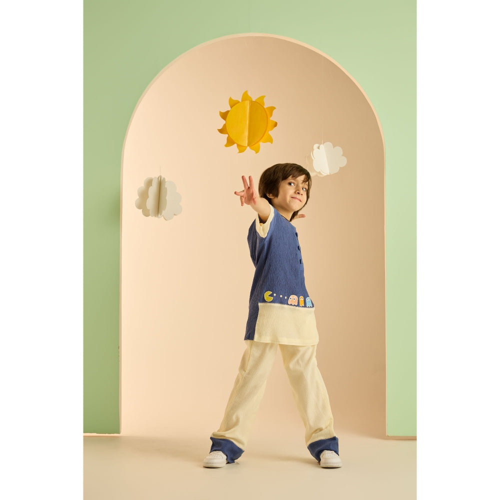 Tilsim by Sagarika Mehrotra Blue Pac Man Co-Ord (Set of 2)