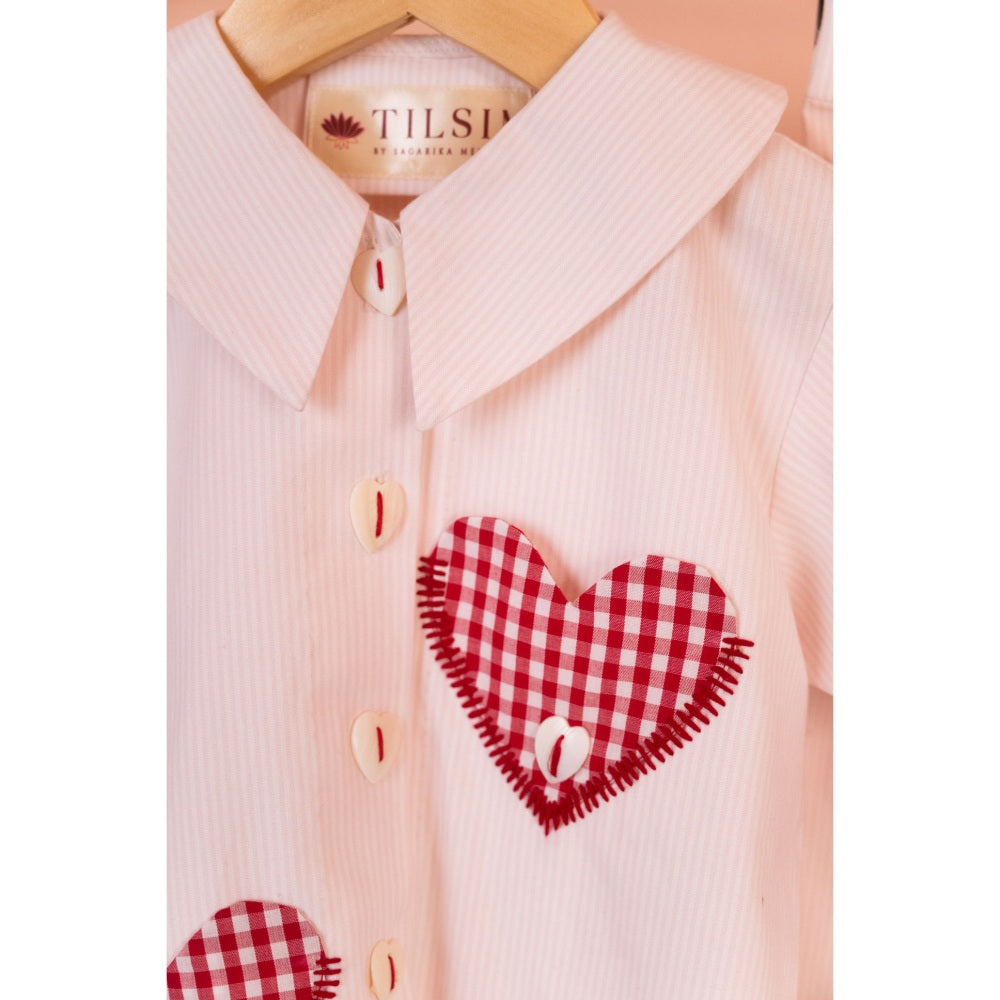 Tilsim by Sagarika Mehrotra Pink Sweetheart Stitches Shirt & Shorts