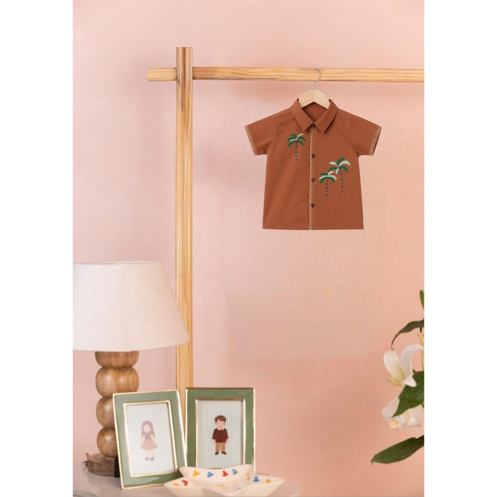 Tilsim by Sagarika Mehrotra Brown Palm Breeze Shirt