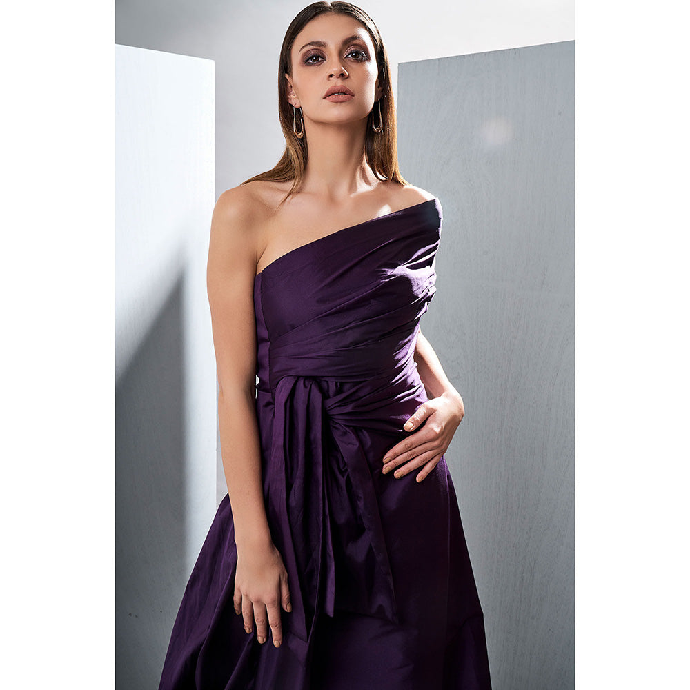 TISHARTH BY SHIVANI Purple Taffeta Silk Gown