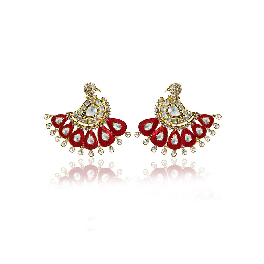 TIZORA Red Peacock Earrings