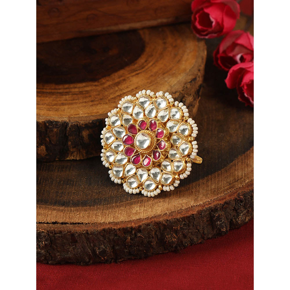 TIZORA Classic Ethnic Pachi Kundan Ring