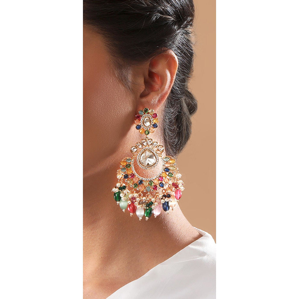 TIZORA Multicolor Chandbali Earrings