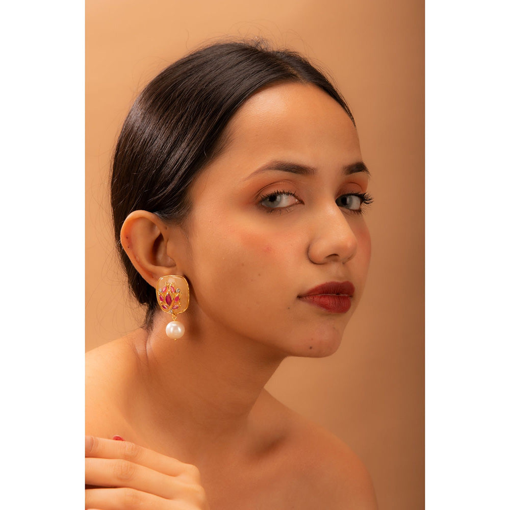 TIZORA Aventurine Fresh Water Pearl Earrings