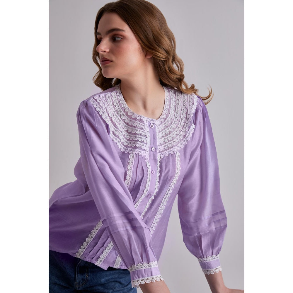 Torsha Purple Haze Cotton Lace Shirt