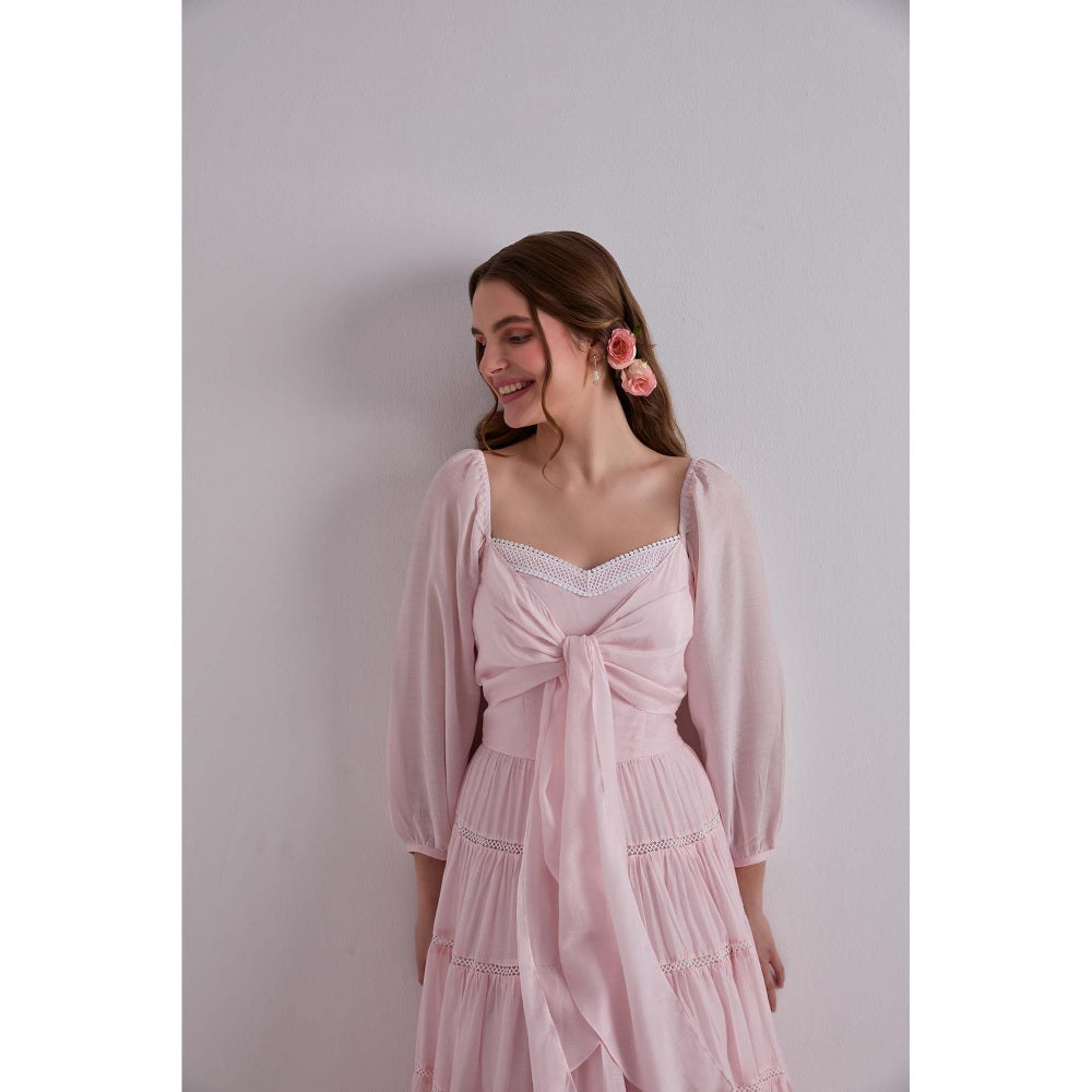 Torsha Pink Paradise Cotton Silk Dress for Women