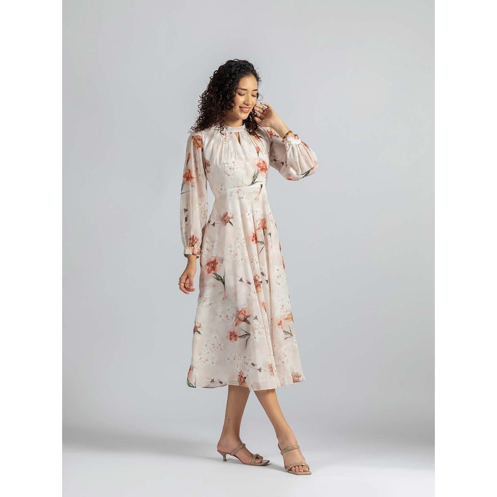 Torsha Beige Enchantment Midi Dress