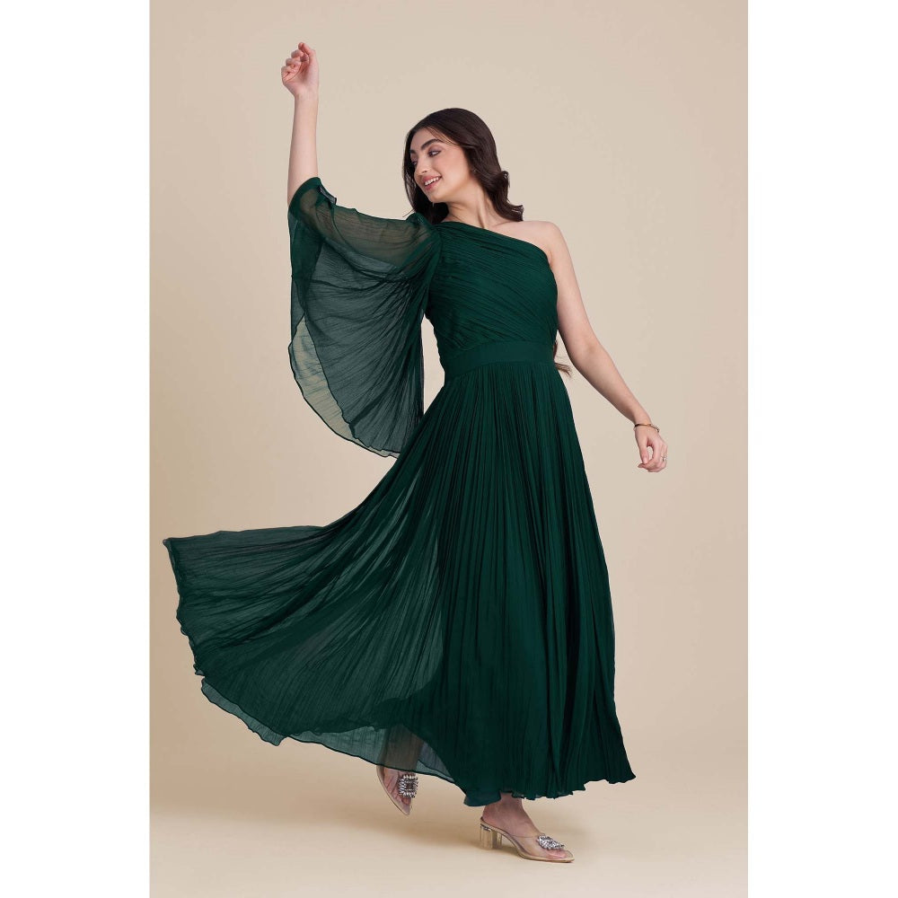 Torsha Green Willow One-Shoulder Maxi Dress