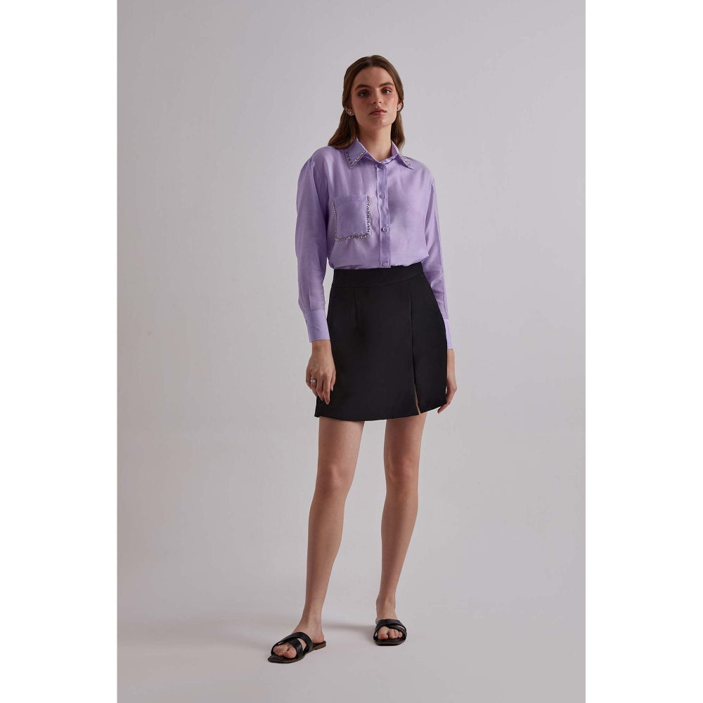Torsha Purple Prestige Cotton Silk Shirt for Women