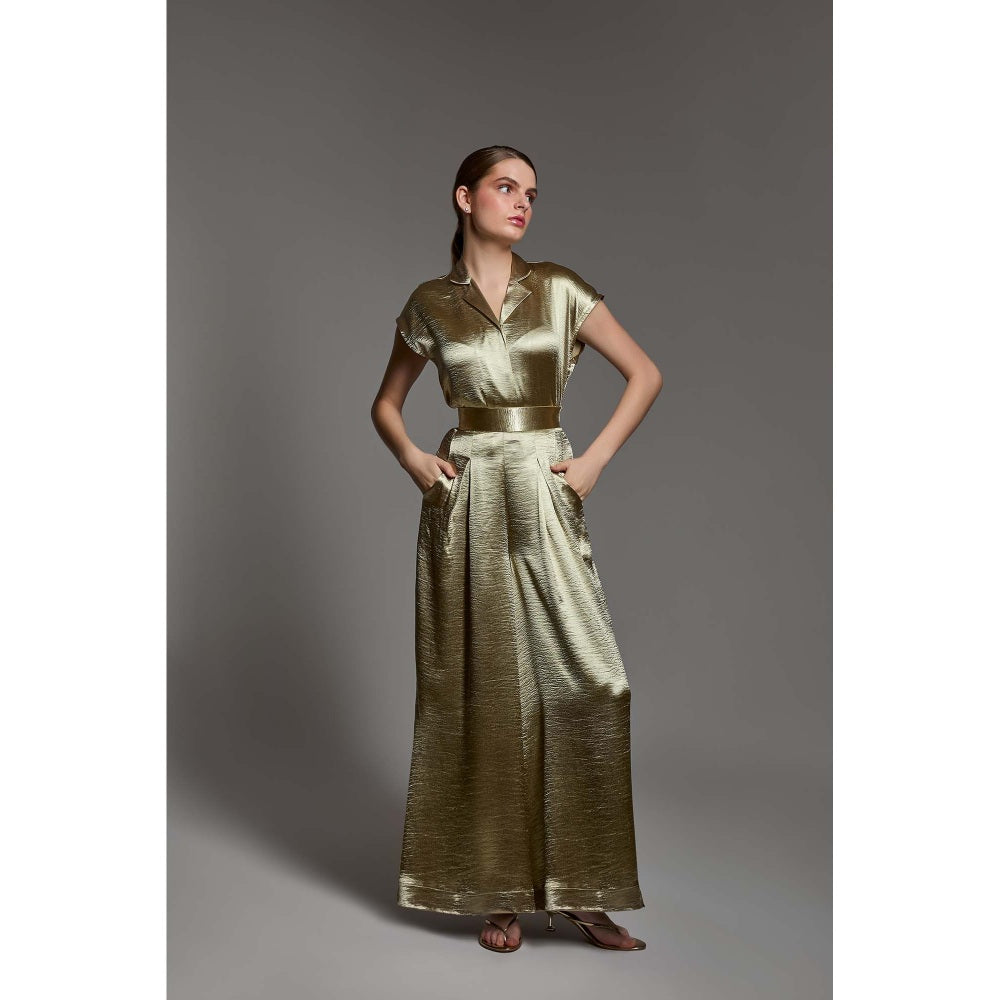 Torsha Golden Polyester Hour Shirt for Women