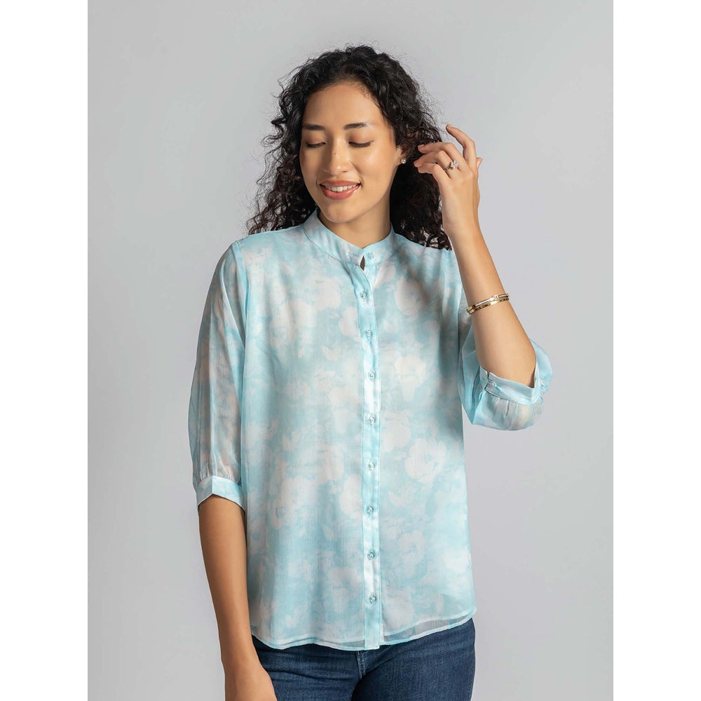 Torsha Blue Sheer Shirt with Inner