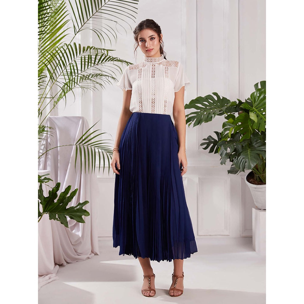 Torsha Navy Blue Nirvana Midi Skirt